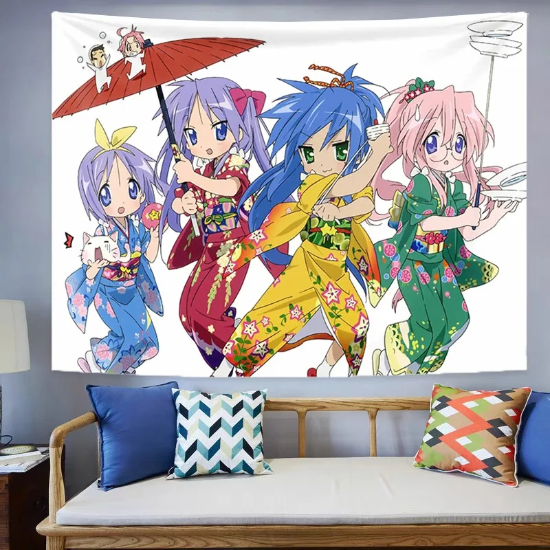 

Lucky Star Izumi Konata Tapestry Wall Hanging Anime Japan Saitama Background Cloth Decorative Tapestries Home Decor For Room