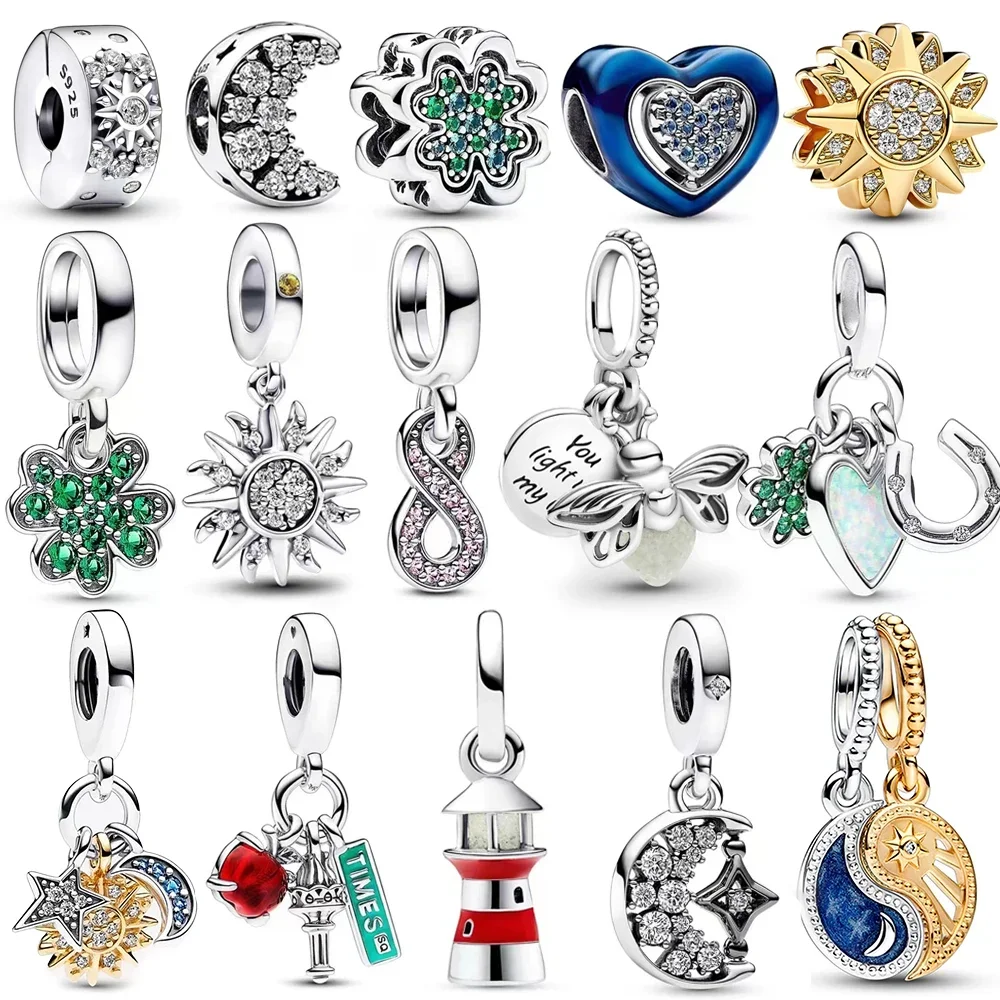 Original 925 Sterling Silver Four-leaf Clover Sun and Moon Set Charm Fit Bracelet DIY Women Necklace Fine Jewelry Gift
Original 925 Sterling Silver Four-leaf Clover Sun and Moon Set Charm Fit Bracelet DIY Women Necklace Fine Jewelry Gift