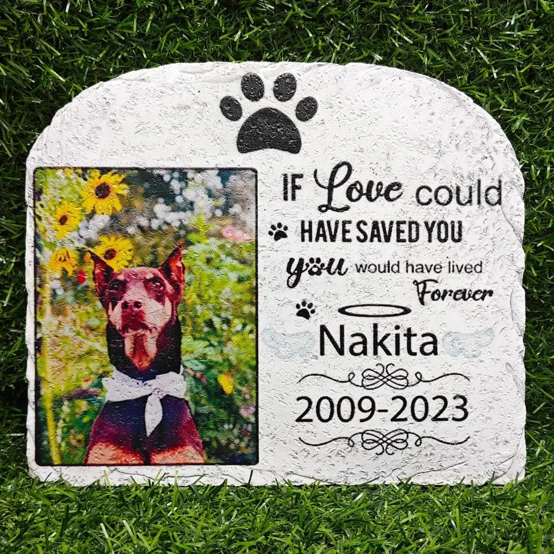 

Personalized Pet Memorial Stones, Custom Cat/Dog Memorial Garden Stone with Photo, Lost Pet Sympathy Gifts for Someone (J)