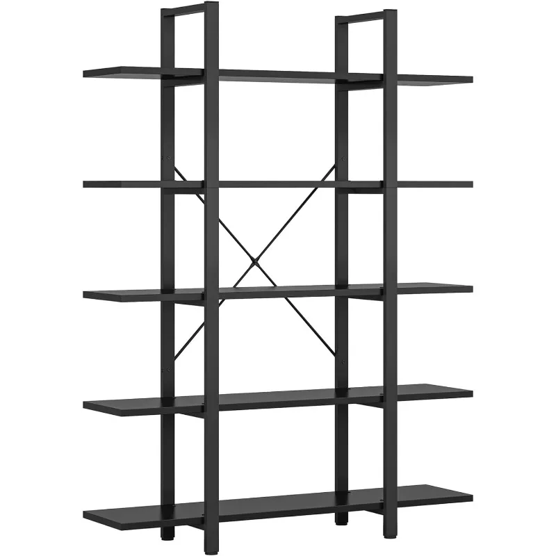 

Tribesigns 5-Tier Bookshelf, Vintage Industrial Style Bookcase 72 H x 12 W x 47L Inches, Black