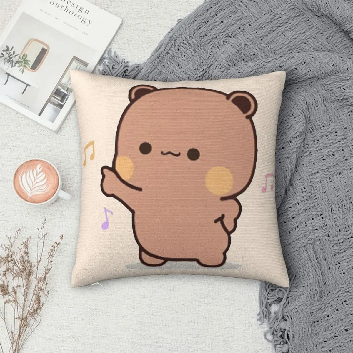 

Panda And Brownie Bear Couple Pillowcase Polyester Pillows Cover Cushion Comfort Throw Pillow Sofa Decorative Cushions Used