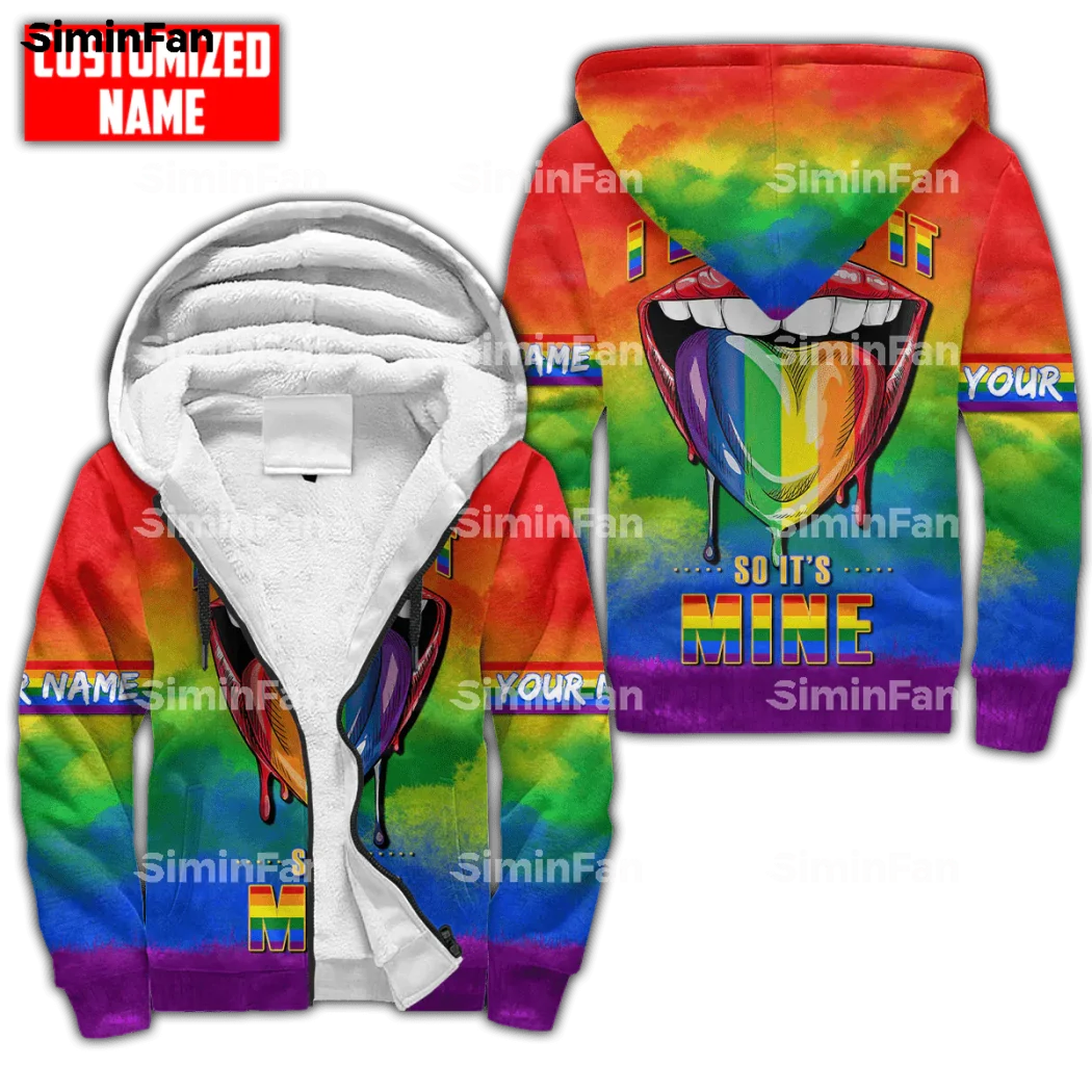 

ЛГБТ губы гордость Радуга 3D полный принт теплая фланелевая куртка флисовая толстовка на молнии зимнее плотное пальто ветрозащитная Верхняя одежда пуловер