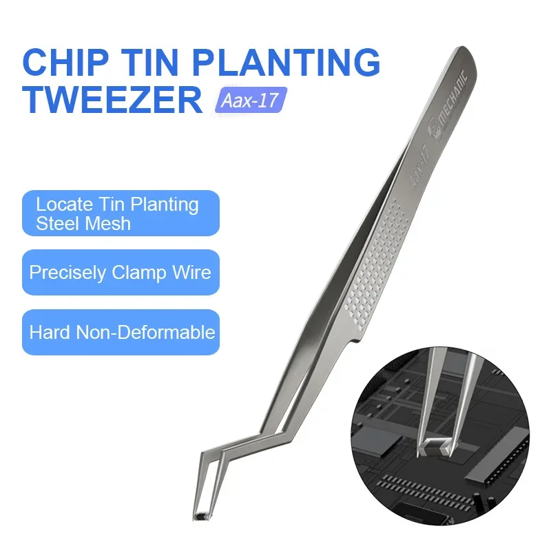 MECHANIC Aax-17 Chip Tin Planting Tweezers Non-magnetic High Precision Stainless Steel Flying Line Clamping Repair Clips Tweezer
MECHANIC Aax-17 Chip Tin Planting Tweezers Non-magnetic High Precision Stainless Steel Flying Line Clamping Repair Clips Tweezer