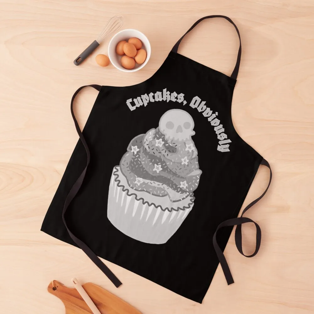 

Black and White Skull Cupcake Logo Apron waterproof kitchen apron for women Long apron