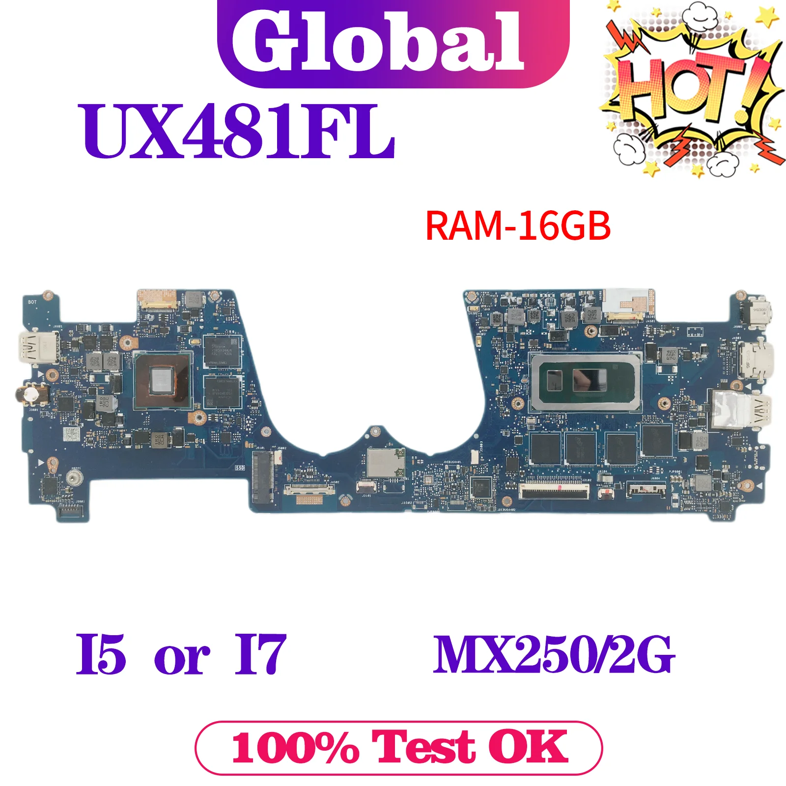 KEFU Mainboard For ASUS Zenbook Duo UX481 UX481FL UX481F UX481FLY UX4000 Laptop Motherboard I5-10210U I7-10510U MX250 16GB/RAM
KEFU Mainboard For ASUS Zenbook Duo UX481 UX481FL UX481F UX481FLY UX4000 Laptop Motherboard I5-10210U I7-10510U MX250 16GB/RAM