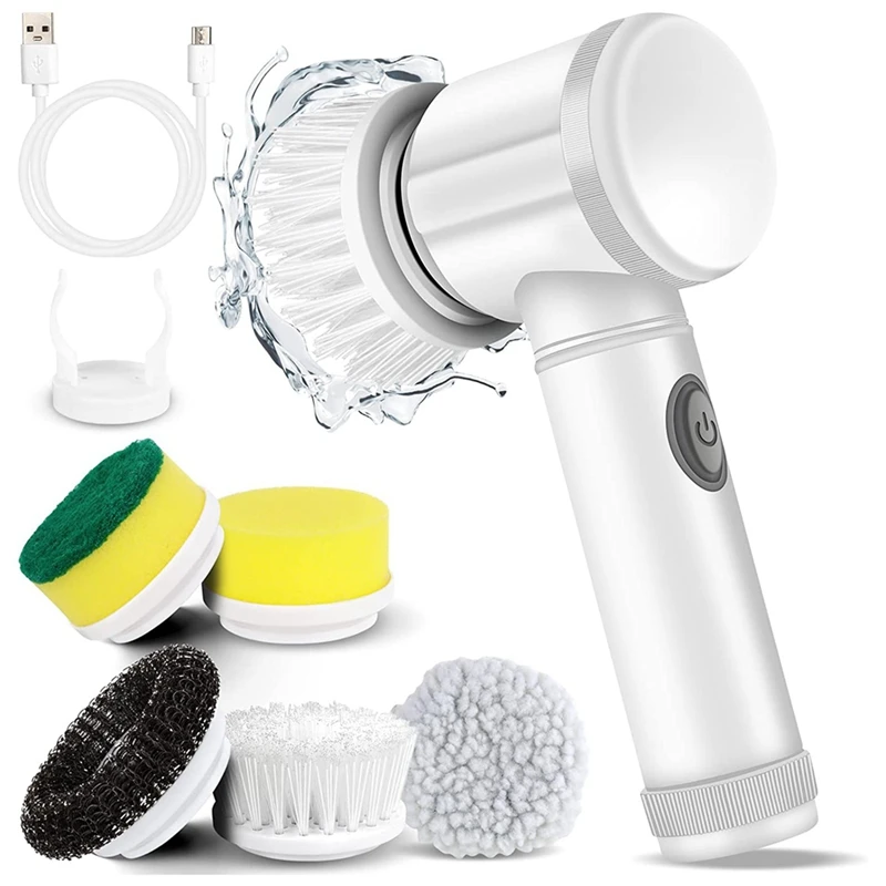 Electric Spin Scrubber Electric Cleaning Brush With 5 Replaceable Brush Heads For Bathtub, Floor, Wall, Tile, Toilet
Electric Spin Scrubber Electric Cleaning Brush With 5 Replaceable Brush Heads For Bathtub, Floor, Wall, Tile, Toilet
