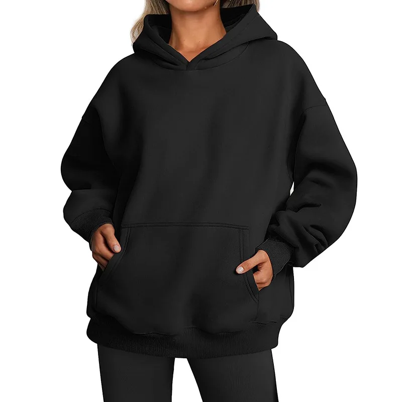 Women's Long-Sleeved Hooded Sweatshirt with Pocket, Loose Casual Top, Monochromatic, Autumn and Winter
Women's Long-Sleeved Hooded Sweatshirt with Pocket, Loose Casual Top, Monochromatic, Autumn and Winter