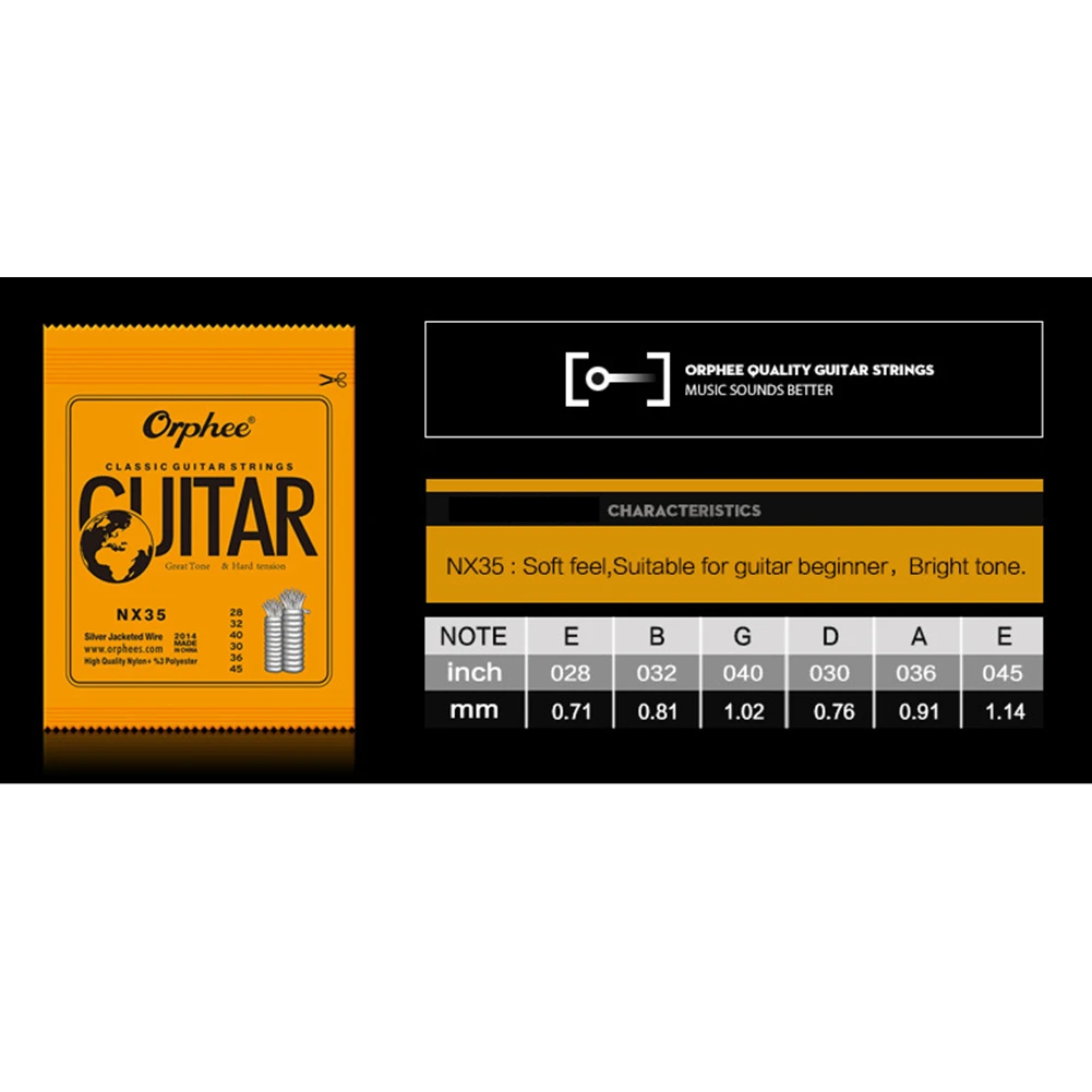 Orphee Classical Guitar Strings Single String, Silver Plated Wire, Nylon 028045, Replacement for Snapped Strings
Orphee Classical Guitar Strings Single String, Silver Plated Wire, Nylon 028045, Replacement for Snapped Strings