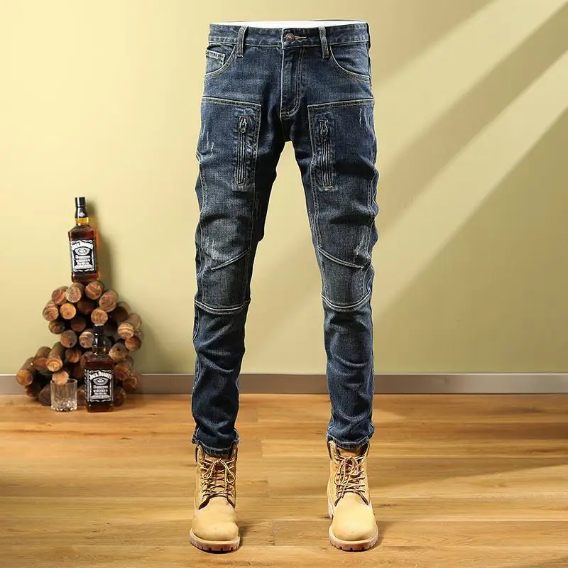 Men's Jeans Spliced Ripped Pants High Street Stretch SlimY2K Man Clothes Men Trousers
Men's Jeans Spliced Ripped Pants High Street Stretch SlimY2K Man Clothes Men Trousers