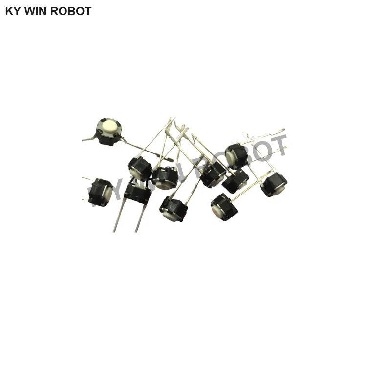 

100pcs/lots Imported flick switch 6*6*4.3 direct insertion 2 feet white round key reset micromotor Pointing