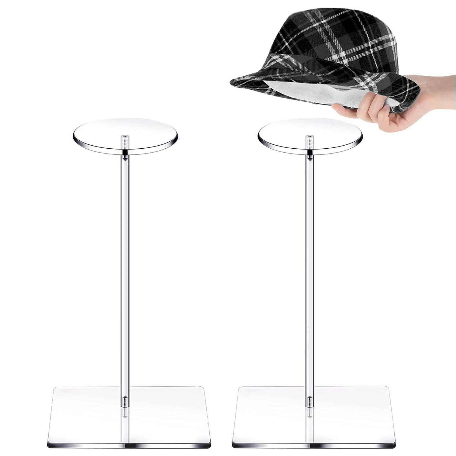 2PCS Acrylic Hat Stand Wig Display Rack Clear Pedestal Holder Baseball Hat Rack Stand Acrylic Riser for Display Hat Watch Jewel
2PCS Acrylic Hat Stand Wig Display Rack Clear Pedestal Holder Baseball Hat Rack Stand Acrylic Riser for Display Hat Watch Jewel