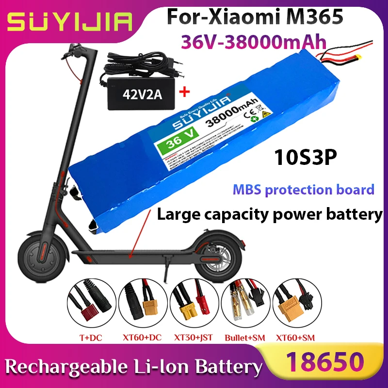 New 38Ah Large Capacity Power Battery 10S3P 36V Rechargeable Battery Pack 18650 for Xiaomi M365 Electric Scooter Suspension Car
New 38Ah Large Capacity Power Battery 10S3P 36V Rechargeable Battery Pack 18650 for Xiaomi M365 Electric Scooter Suspension Car