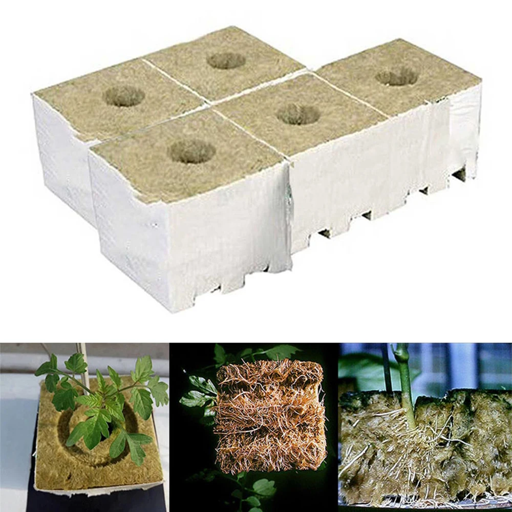 

5Pcs 75mm Stonewool Hydroponic Grow Media Starter Cubes Plant Cubes Soilless Substrate Seeded Rock Wool Plug Seedling Block