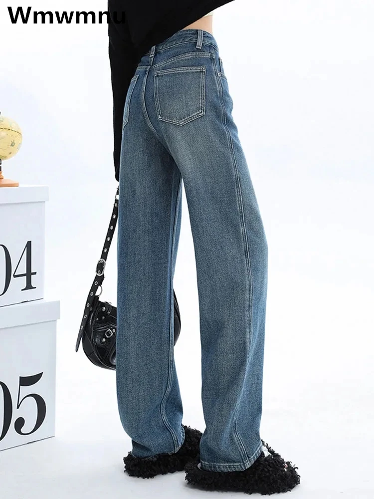 

Streetwear Straight Denim Pants Women Casual High Waist Vintage Baggy Jeans Korean Wash Blue Kot Pantolon New Classic Vaqueros
