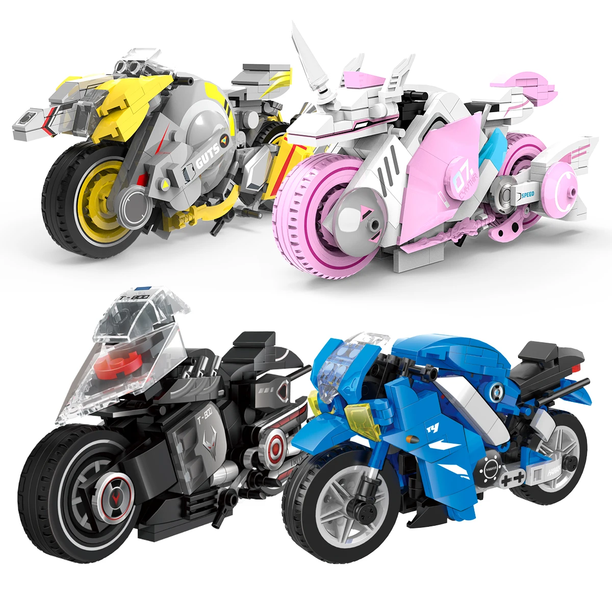 Creative Pink Yellow Blue Black Motorcycle Building Blocks DIY MOC Bricks Children Toys Kids Birthday Gift QJ5050 - 5053
Creative Pink Yellow Blue Black Motorcycle Building Blocks DIY MOC Bricks Children Toys Kids Birthday Gift QJ5050 - 5053