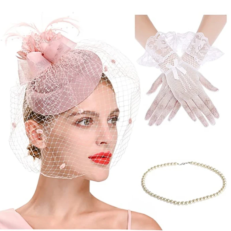 Prom Mesh Topper Earrings Gloves Necklace Four-Piece Hair Accessories Set Stewardess Topper Hat Hairpin Headwear
Prom Mesh Topper Earrings Gloves Necklace Four-Piece Hair Accessories Set Stewardess Topper Hat Hairpin Headwear