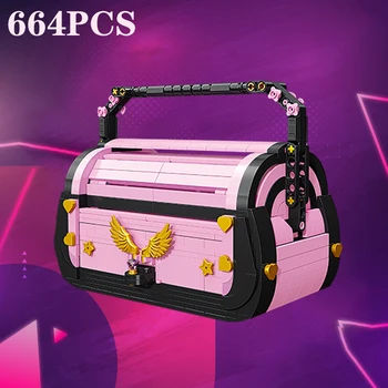 664PCS Creative Pink Handbag Building Blocks Fashion Cosmetic Bag Model Bricks Girls Play House Toys Children’s Birthday Gifts