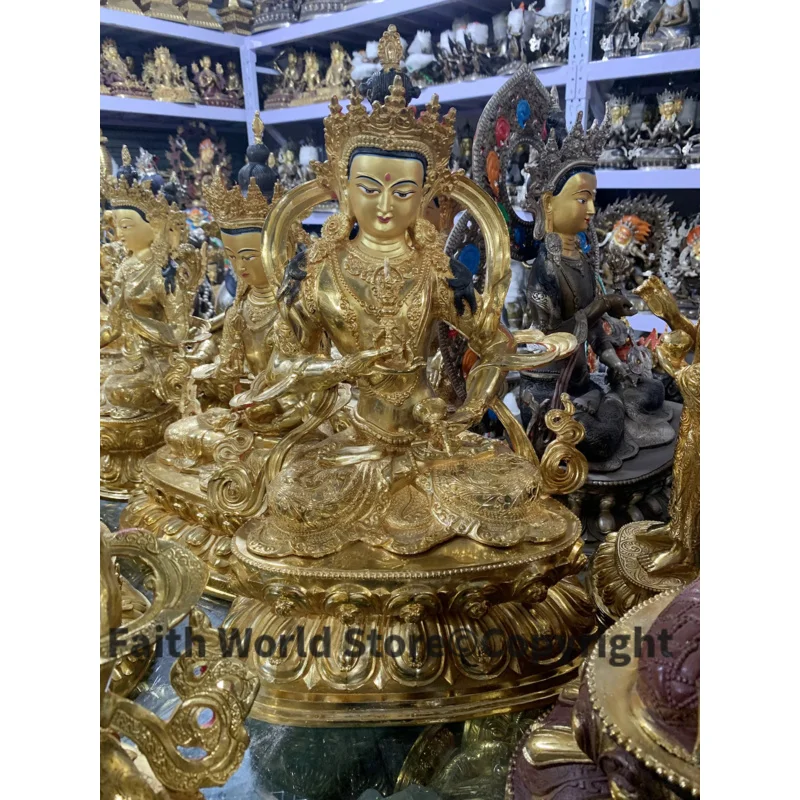 

45CM large HOME temple Talisman efficacious Protection Tibet Nepal Buddhism vajrayana Vajrasattva Buddha Gilding brass statue