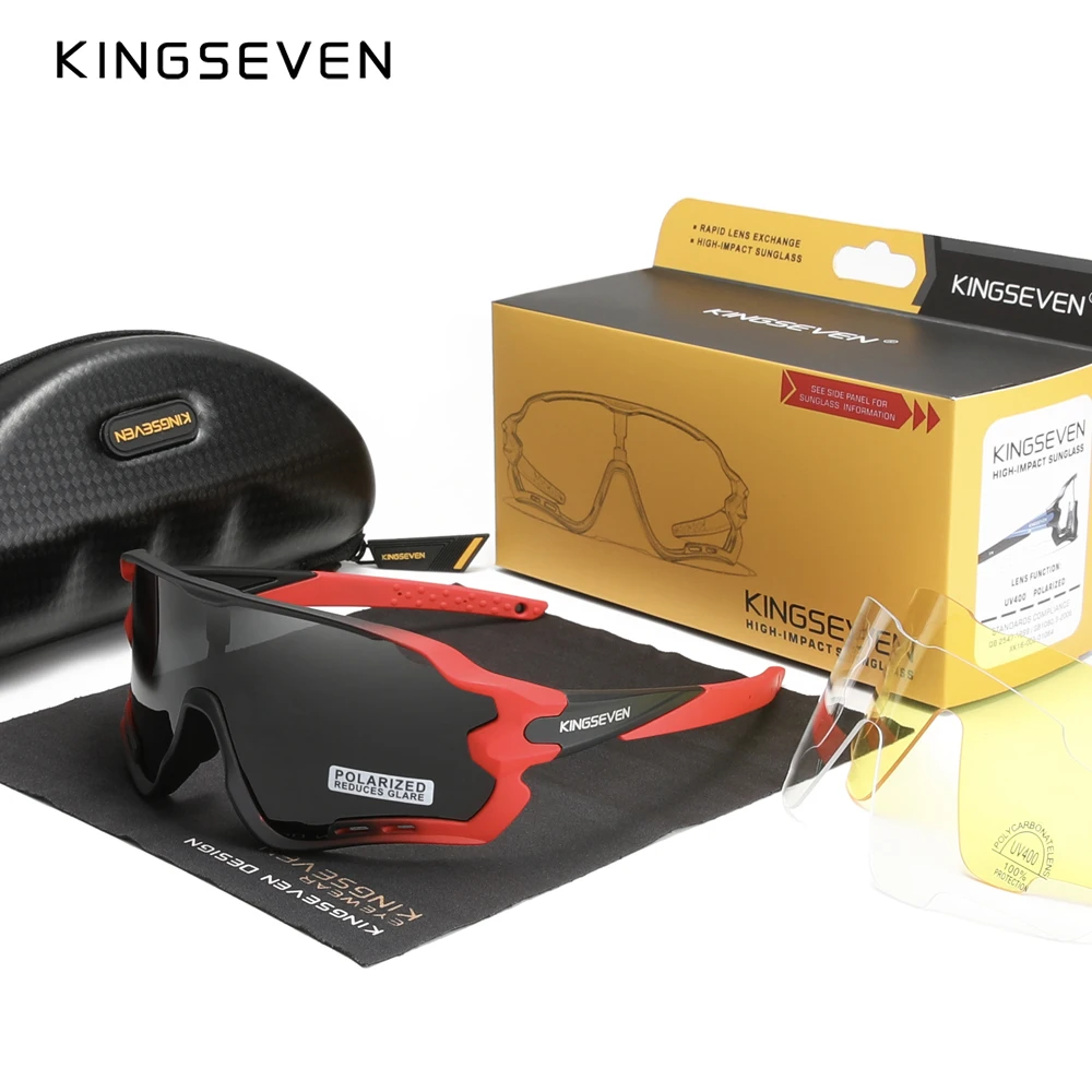 

KINGSEVEN New Sports Men Sunglasses Polarized Road Mountain Bicycle Cycling Glasses Woman Riding Goggles Outdoor Eyewear 3 Lens