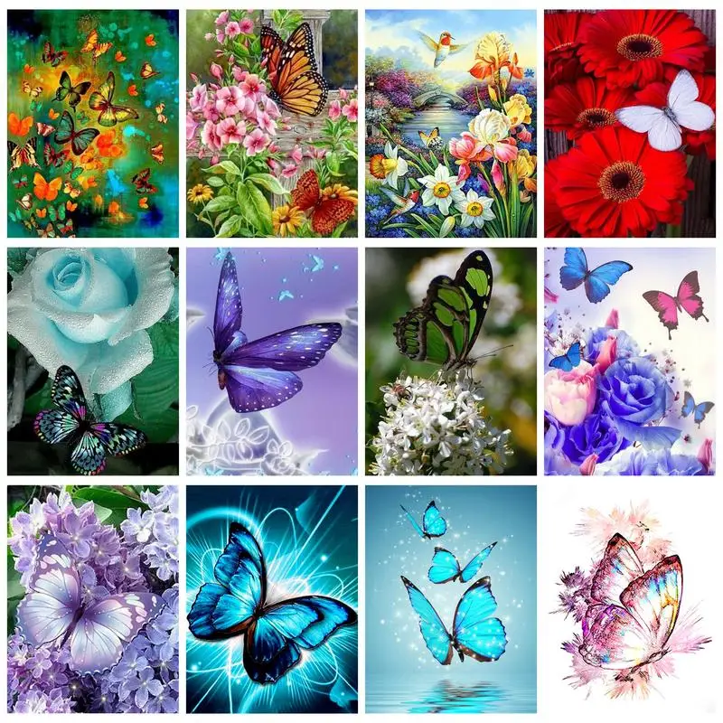 

RUOPOTY 5d Diamond Painting Rose Full Square/Square Embroidery Cross Stitch Animal Butterfly Mosaic Needlework Handmade Gift