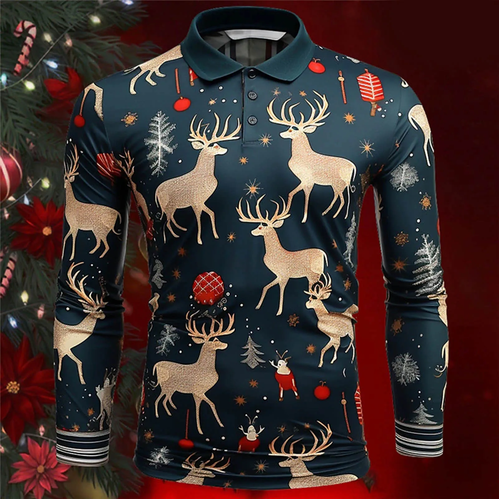 Men's Christmas shirts Funny Tops Blouses Shirt Ugly Navidad 3d-Printed deer Themed Lapel-Neck long-Sleeved Casual camisas
Men's Christmas shirts Funny Tops Blouses Shirt Ugly Navidad 3d-Printed deer Themed Lapel-Neck long-Sleeved Casual camisas