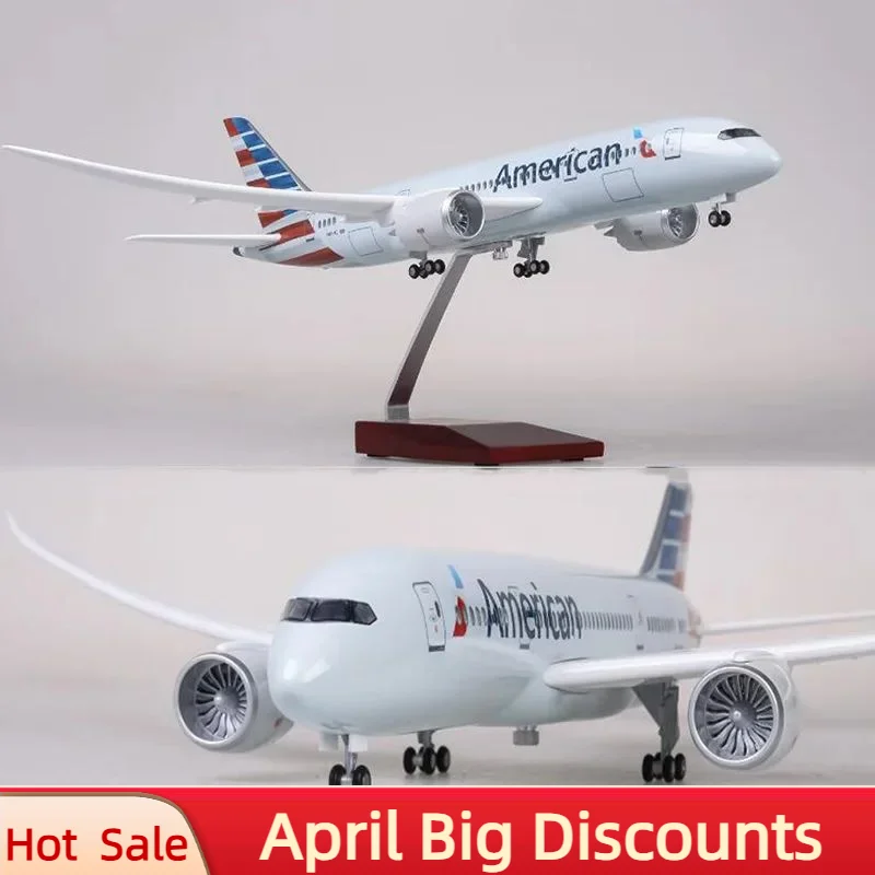 

47CM 1/130 Scale Airplane Boeing B787 Dreamliner Aircraft American Airlines Model W Light And Wheels Diecast Plastic Resin Plane