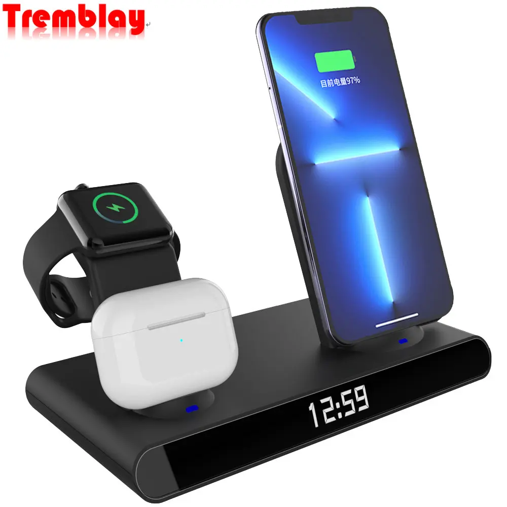 

3 in 1 Wireless Charger for iPhone 13 12 11 XS Mini Pro Max iWatch AirPods Qi Fast Charging Dock Station Wireless Chargers Stand