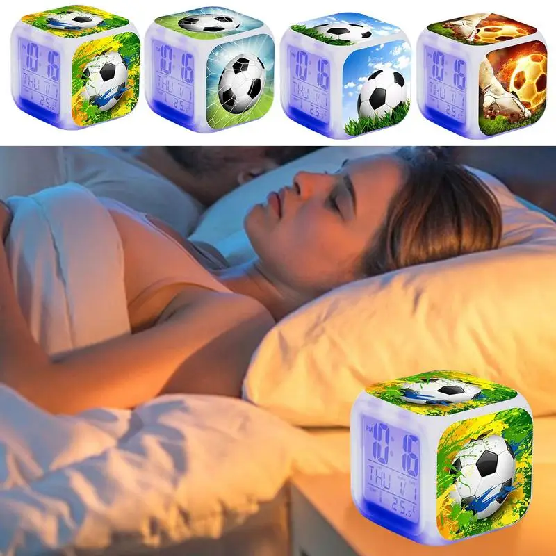 Creative football alarm clock LED multi functional colorful luminous alarm clock Digital Bedroom Clock with LED Display for Home
Creative football alarm clock LED multi functional colorful luminous alarm clock Digital Bedroom Clock with LED Display for Home