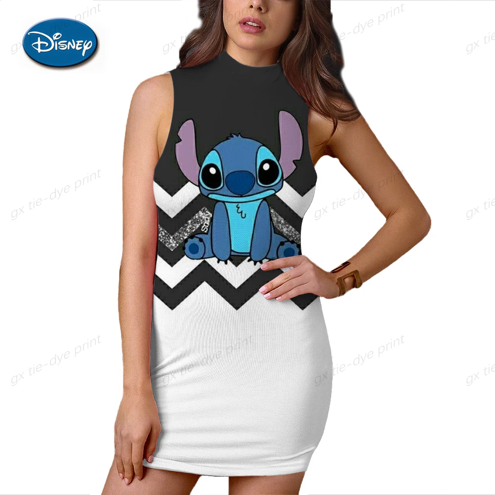 

Women Disney Stitch 3D Sleevess Dress Summer Casual Fashion New Dress Stylish Stretchy Dress Sexy Bodycon Party Clothes