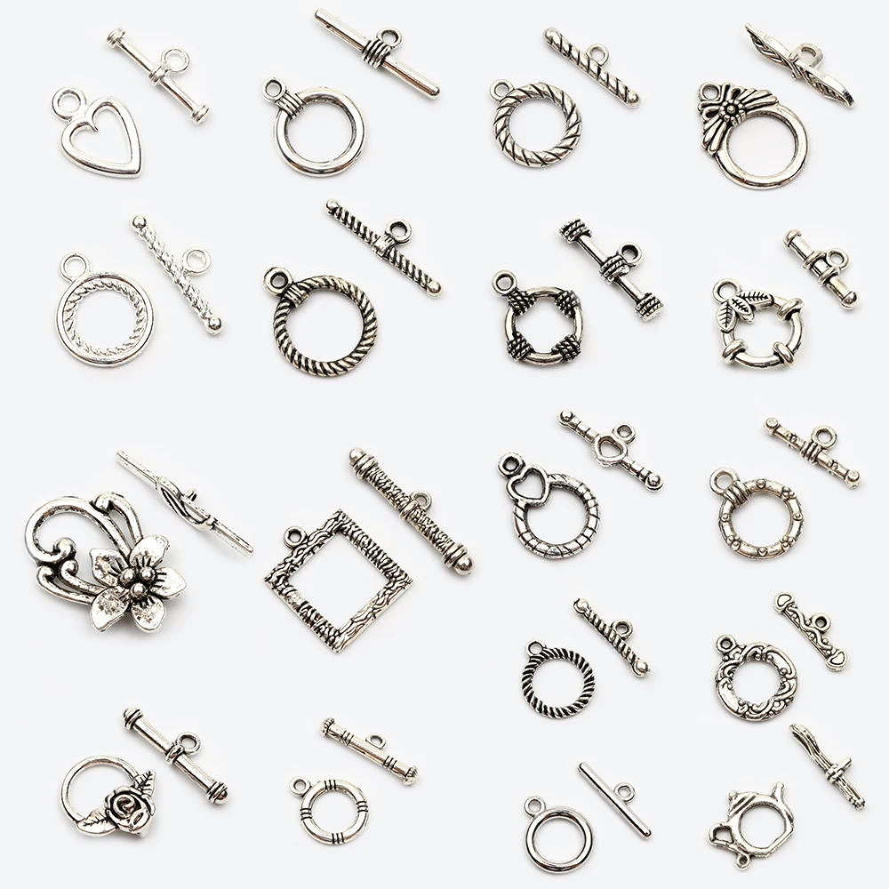 

18 types Mixed Antique Silver Color Metal Bracelet Conntector Hook OT Clasp For Jewelry Making Diy Accessories Wholesale Supply