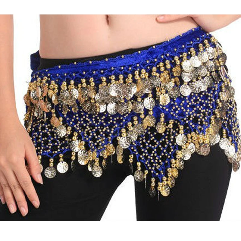 

wholesale BELLY DANCE HIP scarves 320 piece coins gold & silver -black colors