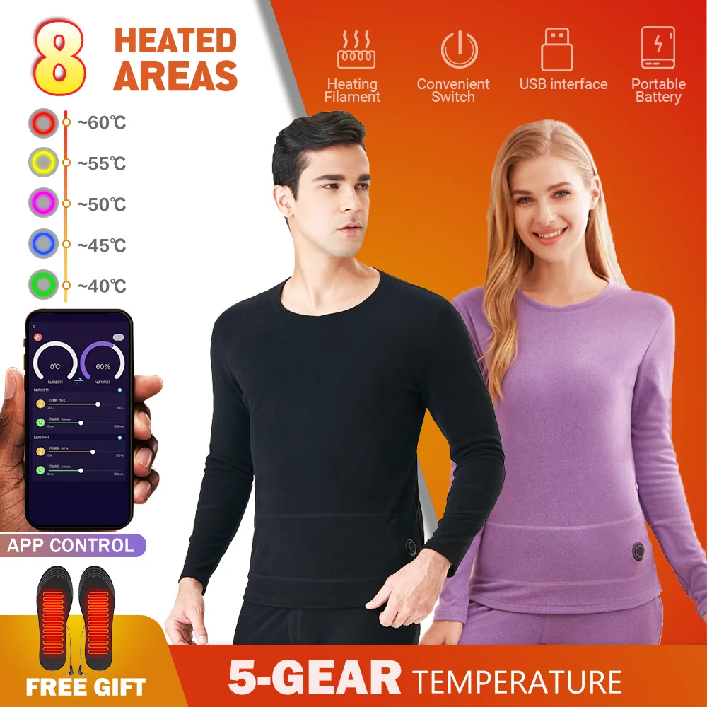 Man Winter Heated Jacket Thermal Underwear USB Battery Powered Smart Phone APP Control Temperature TopsThermal Clothing
Man Winter Heated Jacket Thermal Underwear USB Battery Powered Smart Phone APP Control Temperature TopsThermal Clothing