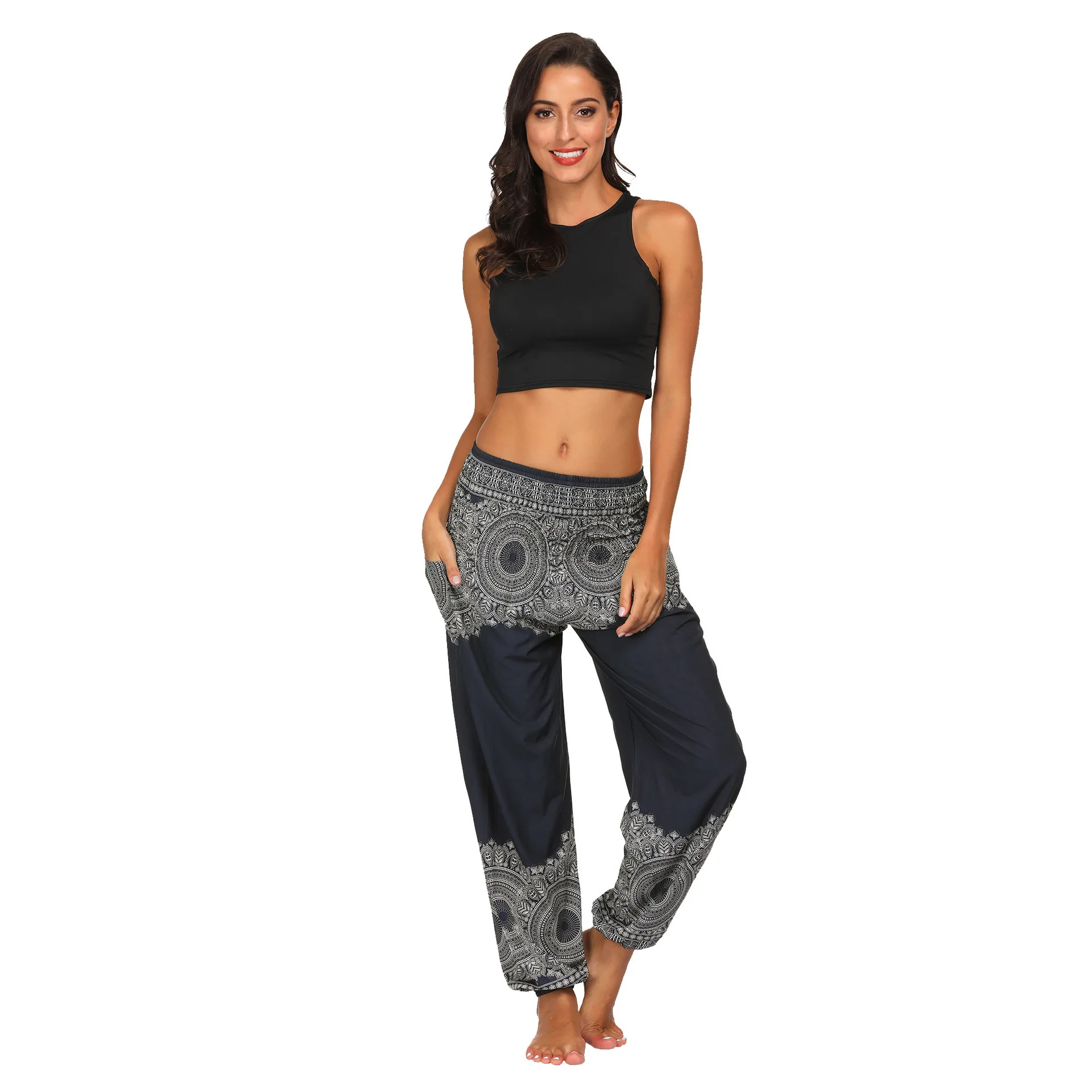 Womens Harem Loose Yoga Pants,High Waist Casual Beach Pants Baggy Hippie Boho Aladdin Pants with Pockets
Womens Harem Loose Yoga Pants,High Waist Casual Beach Pants Baggy Hippie Boho Aladdin Pants with Pockets