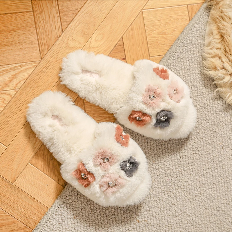 Winter Rhinestone Multicolor Plush Small Flowers Home Furry Women Slippers Open Toe Rubber Sole Female Slippers Girl Shoes
Winter Rhinestone Multicolor Plush Small Flowers Home Furry Women Slippers Open Toe Rubber Sole Female Slippers Girl Shoes