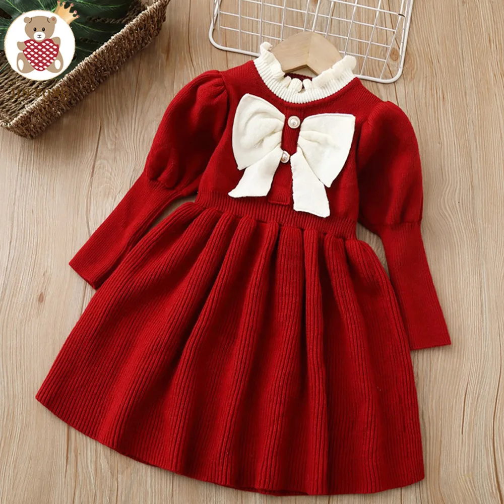 Girls dress children's wear knitted dress new bow fashionable dress baby girls dress
Girls dress children's wear knitted dress new bow fashionable dress baby girls dress