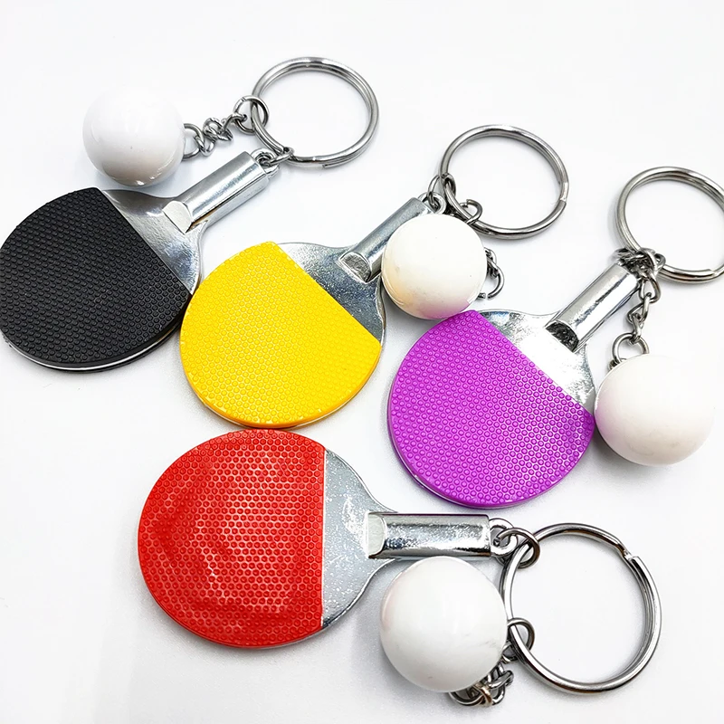 

Ping Pong Ball Key Chain Table Tennis Keychain Racquet Keyring Table Tennis Racket Key Ring Bag Pendant Decoration Souvenir Gift