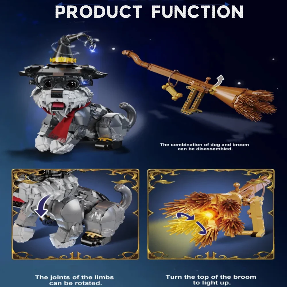 Creative 1298pcs MOC Magic Dog Building Block Magic School Wizardry Pet Anime Cartoon Animal Assemble Bricks Toys Gift Adult Creative 1298pcs MOC Magic Dog Building Block Magic School Wizardry Pet Anime Cartoon Animal Assemble Bricks Toys Gift Adult