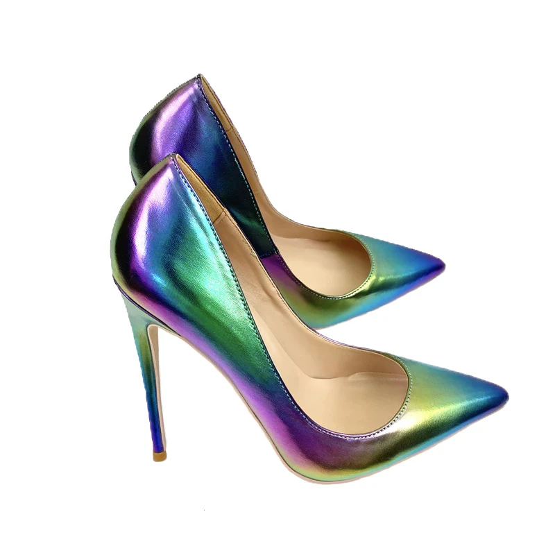 

Multi-color Pointed Toe Pumps Slip On Stiletto High Heels Dress Weding Shoes Woman 12cm 10cm 8cm