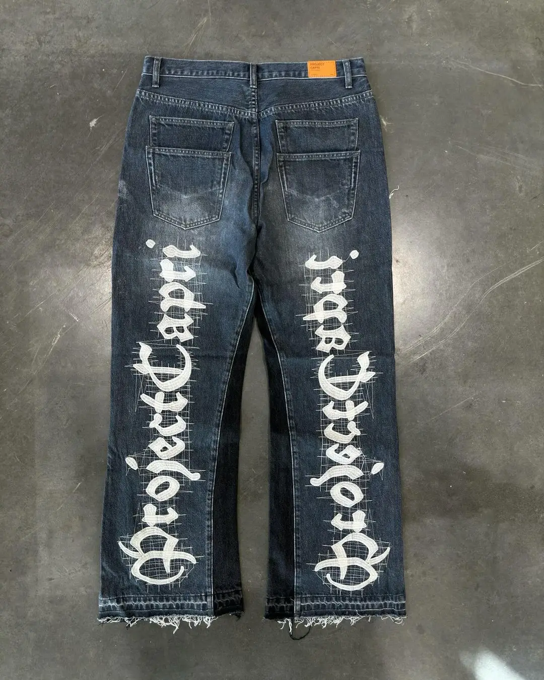 

Retro Hip Hop Ripped Baggy Jeans Low Rise Straight Y2k Jeans for Men Letter Pattern Patchwork Denim Trousers Punk Goth Pants