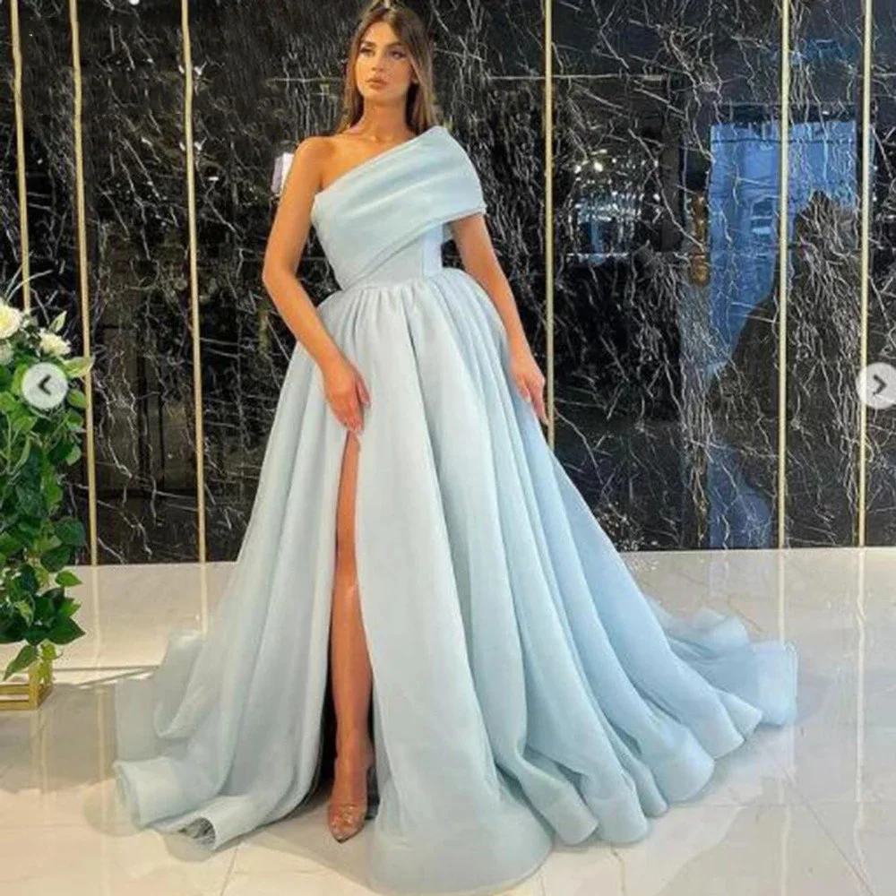 Prom Dress High Split One Shoulder Floor Length Chiffon Tulle with Court Train Black Evening Gown for Women فستان سهرة
Prom Dress High Split One Shoulder Floor Length Chiffon Tulle with Court Train Black Evening Gown for Women فستان سهرة