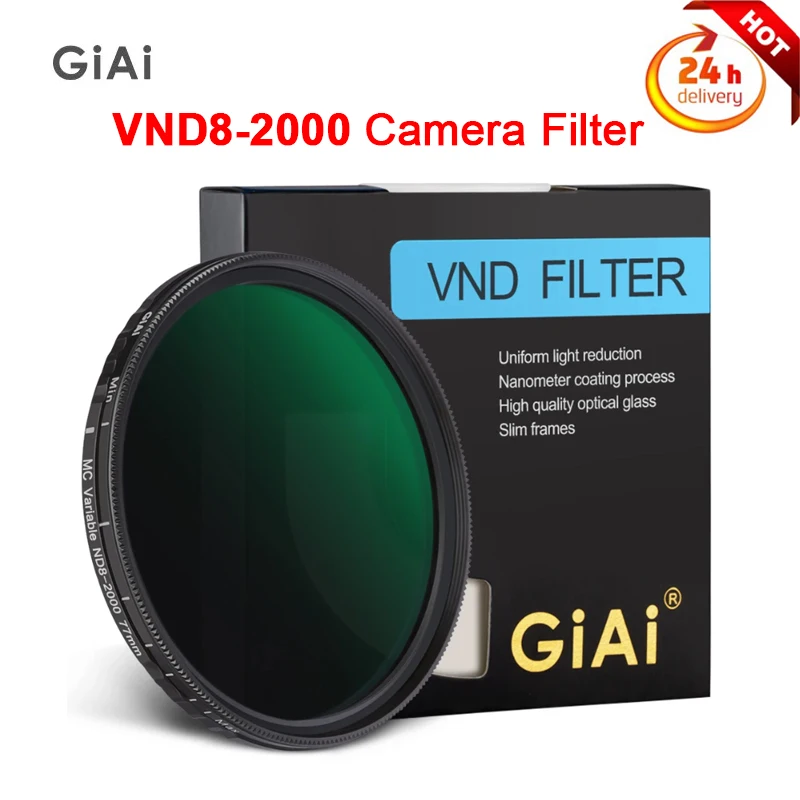 

GiAi ND8 To ND2000 Variable ND Filter Circular Nano Coating Adjustable Neutral Density Camera Lens Filters 67/72/77/82/86mm