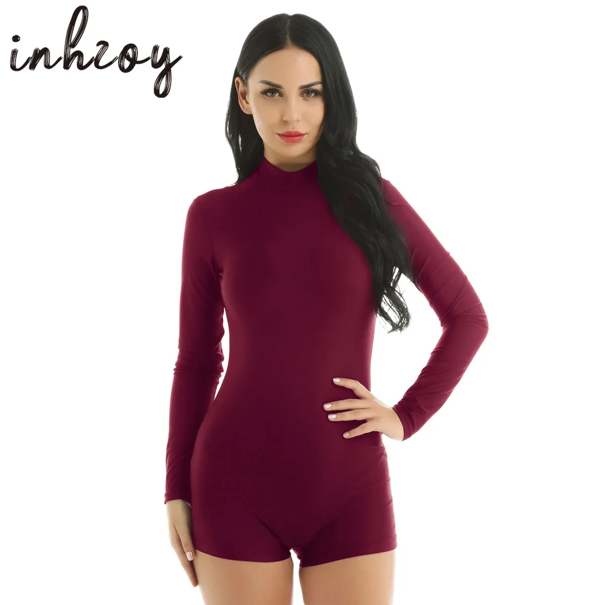Women Stretchy Ballet Gymnastics Leotard Shorts Mock Neck Long Sleeve Solid Unitard Bodysuits Practice Performance Dance Costume
Women Stretchy Ballet Gymnastics Leotard Shorts Mock Neck Long Sleeve Solid Unitard Bodysuits Practice Performance Dance Costume