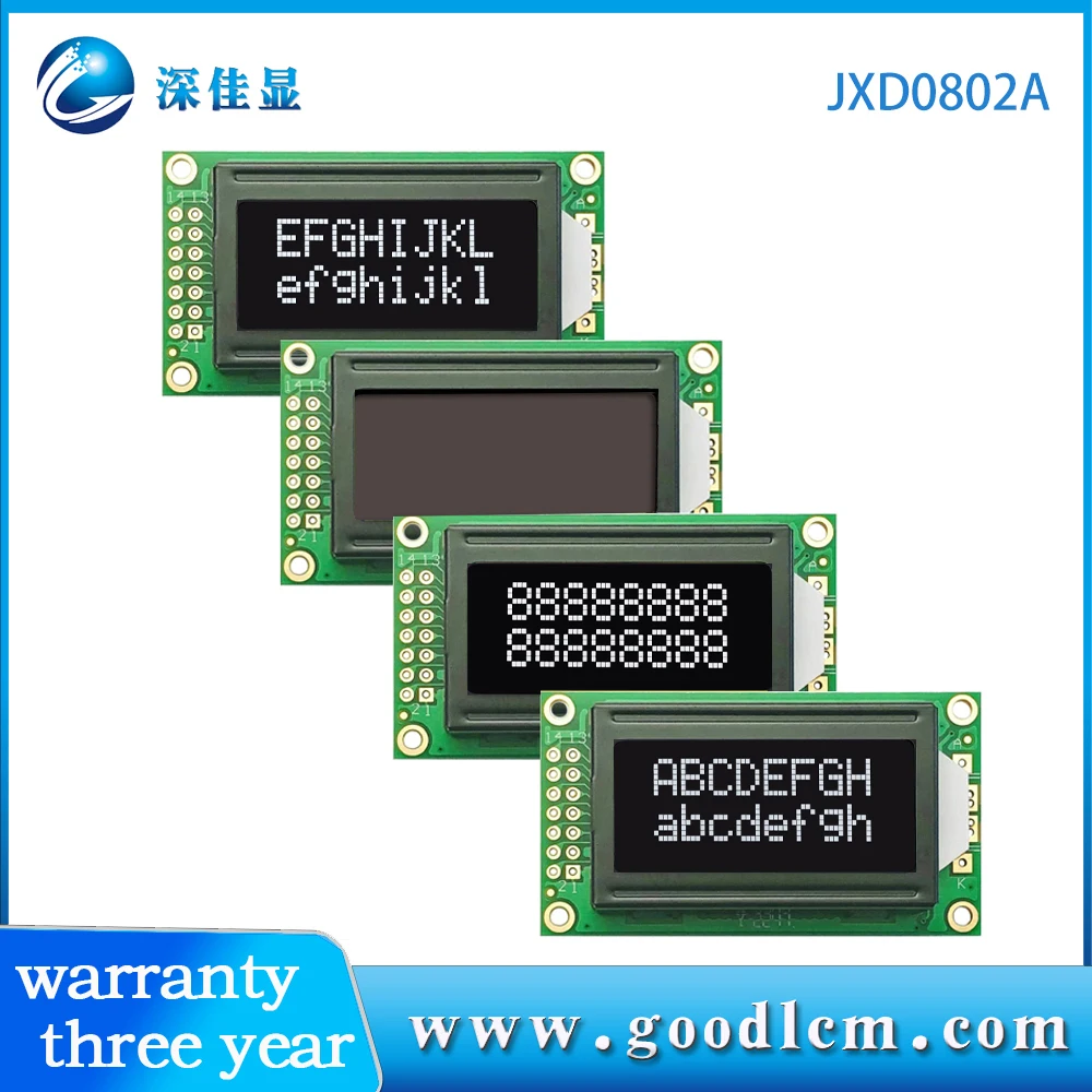 

08*02 VA STN FSTN Lcm display 0802 lcd display module 8 CHARACTERS*2 LINES BUILT IN CONTROLLER SPLC780D OR KS0066 3.3V