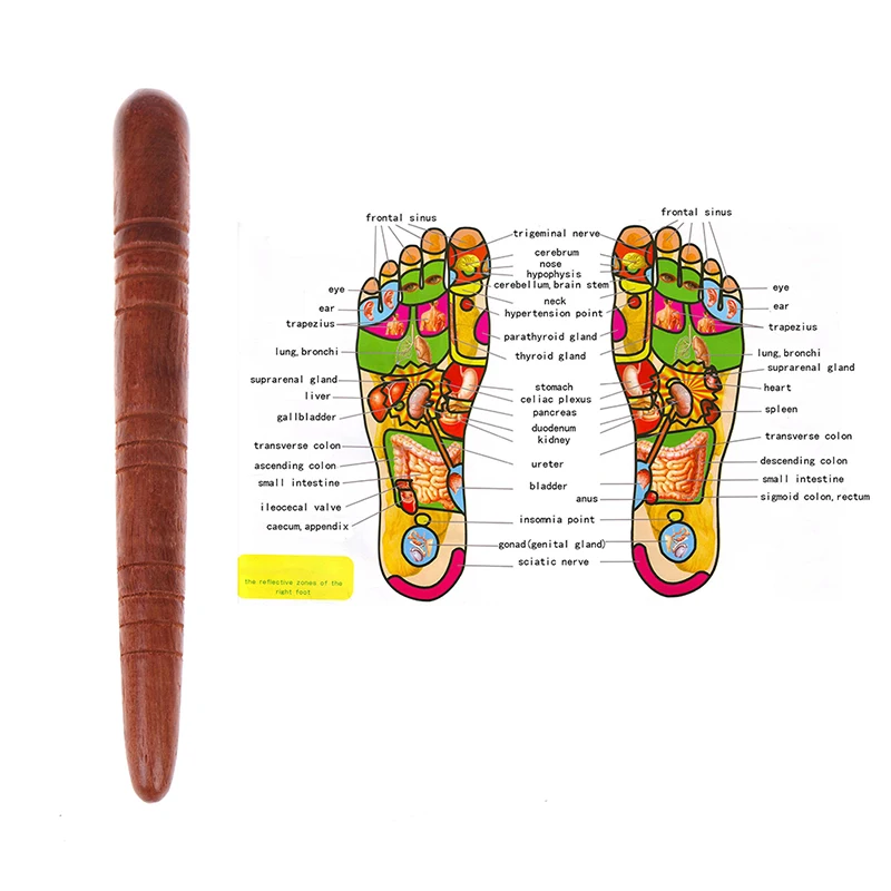 

1pc Wooden Foot Spa Physiotherapy Reflexology Thai Foot Massage Health Chart Free Massage Stick Tool Useful
