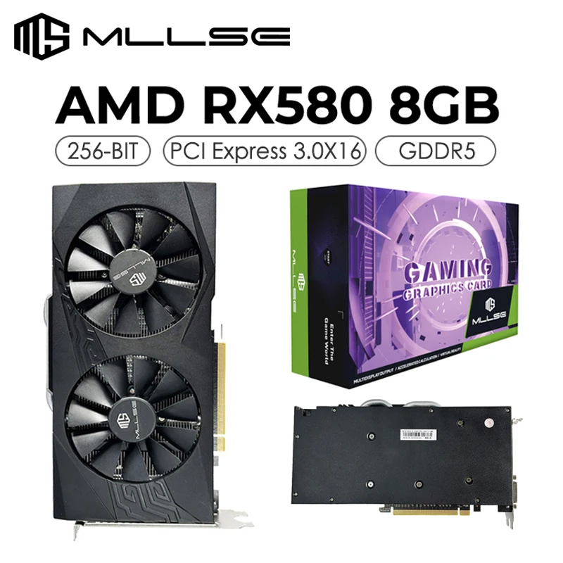 

MLLSE Placa De Video AMD Radeon RX 580 2048SP Graphics Card GDDR5 256-bit PCI Express 3.0 ×16 HDMI 14 NM GPU Gaming Видеокарта