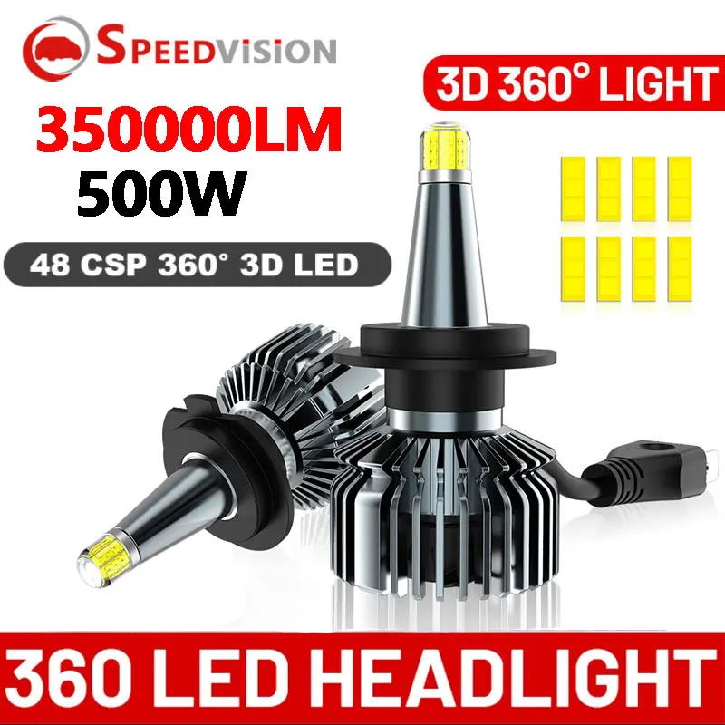 

360 H7 H1 LED Car Headlights H11 H8 H9 9005 HB3 9006 300000LM HB4 H16 9012 HIR2 Canbus Lights 500W CSP High Low Beam For Lenses