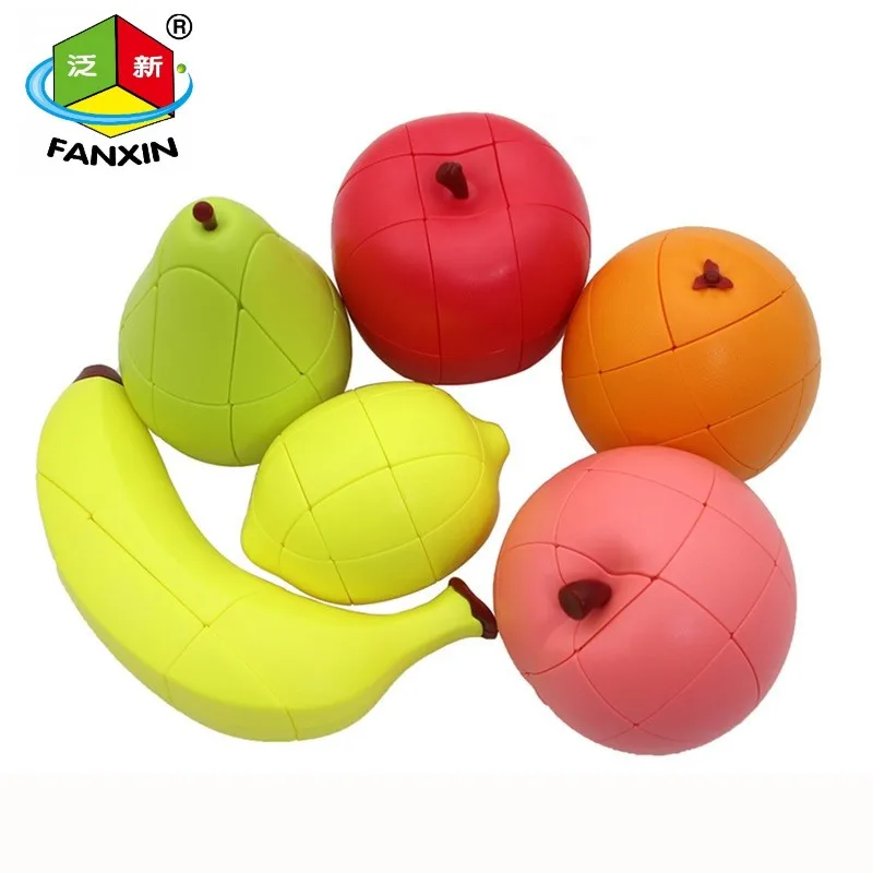 

FANXIN IQ Cubes Fruits Shape 3x3 Magic Cube Speed Cubo Weird Twist Puzzle Professional Learning Educational Kid Toys Apple Lemon