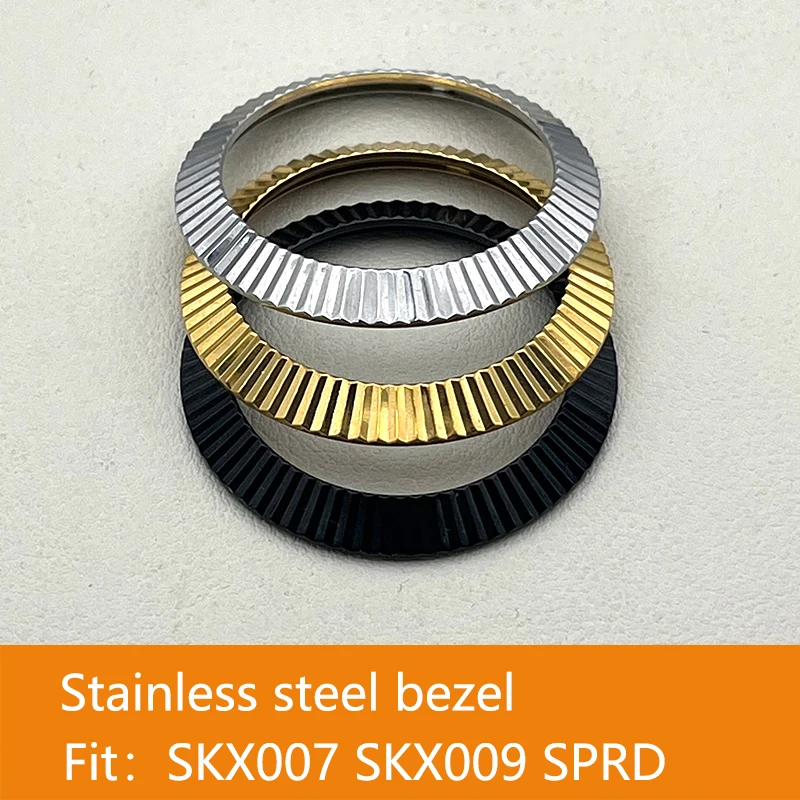 SKX007 Bezel, Stainless Steel, Vertical pattern on umbrella, Seiko SKX007 SKX009 SPRD Series Men's Diving Wrist Watch
SKX007 Bezel, Stainless Steel, Vertical pattern on umbrella, Seiko SKX007 SKX009 SPRD Series Men's Diving Wrist Watch