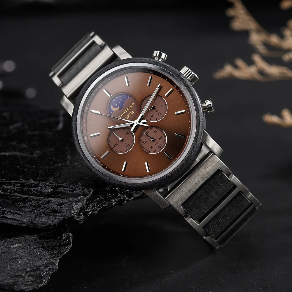 BOBO BIRD Casual Sport Watch for Men Top Brand Moon Phase Chronograph Wooden Watches Luxury Sports Quartz Movement montre homme
BOBO BIRD Casual Sport Watch for Men Top Brand Moon Phase Chronograph Wooden Watches Luxury Sports Quartz Movement montre homme