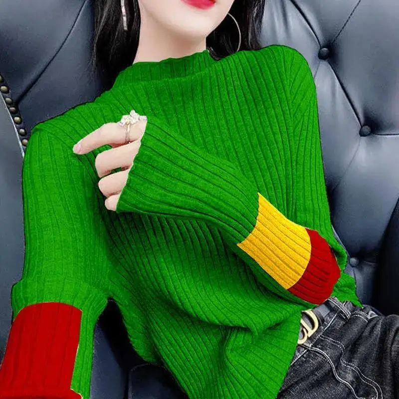 2022 New Color Matching Long Sleeved Knitted Top Women's Spring And Autumn Retro Age Reduced Half High Collar Sweater Trend
2022 New Color Matching Long Sleeved Knitted Top Women's Spring And Autumn Retro Age Reduced Half High Collar Sweater Trend
